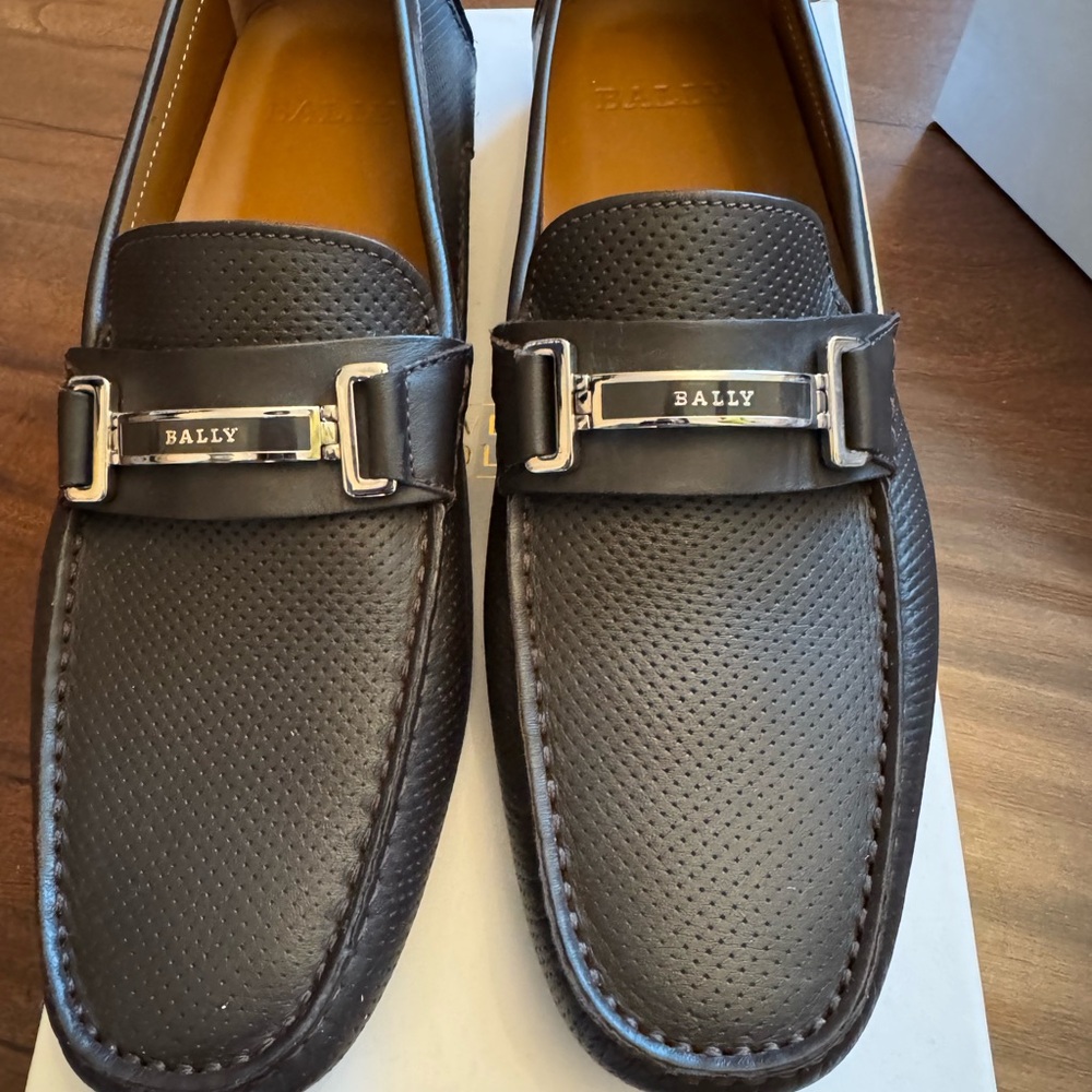 Bally Men's Perforated Dark Brown Loafers